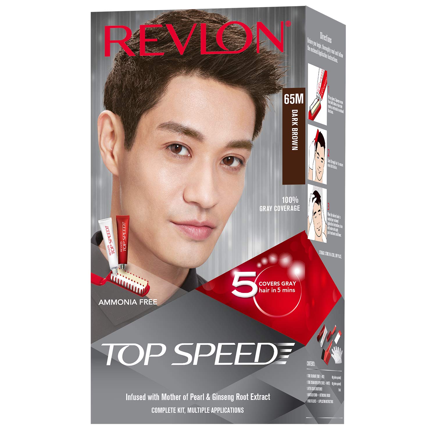 Revlon Top Speed Hair Color, 180G - Dark Brown, 65M (Pack Of 1)