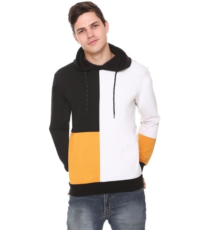 Men's Casual Solid Fleece Hooded Neck T-Shirt (Multicolor, L)-PID47726