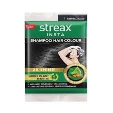 Streax Insta Shampoo Hair Colour 1 Natural Black Pouch 9 Ml