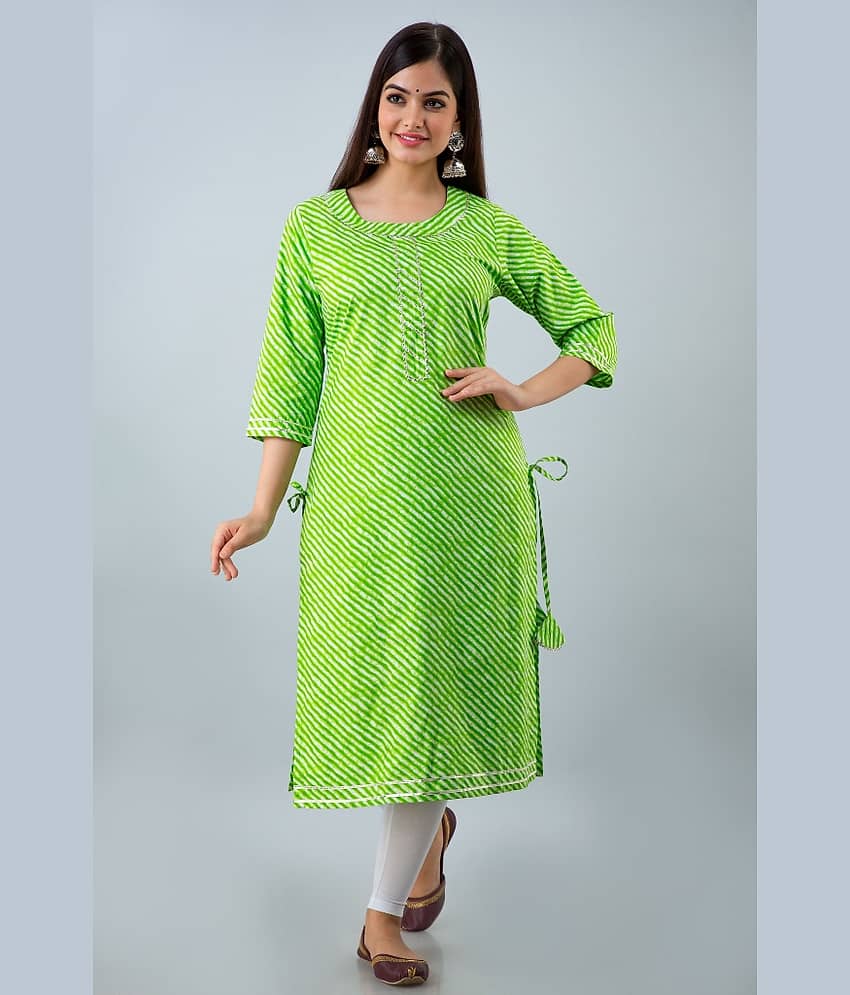 Lee Moda - Green Cotton Women's Straight Kurti ( Pack of 1 )