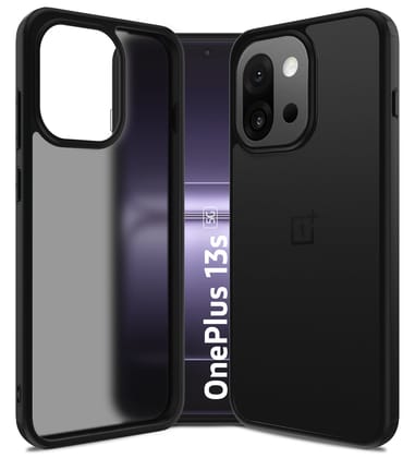 Rugged Frosted Semi Transparent PC Shock Proof Slim Back Cover for OnePlus 13s 5G, 6.32 inch, Black