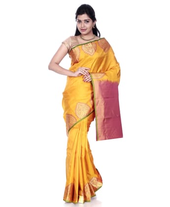 Turmeric Yellow Kanchipuram Silk Saree with Anna Pakshi Motif