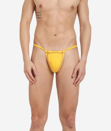 La Intimo Pack of 1 Lycra G-String For Men's ( Yellow )