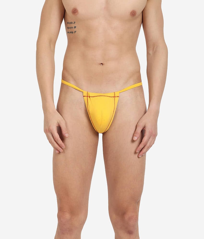 La Intimo Pack of 1 Lycra G-String For Men's ( Yellow )