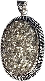 REAL SEED Natural Golden Pyrite Crystal Unisex Pendant for Wealth, Prosperity and Good Luck, A++ Quality Gemstone Stone Healing Crystals