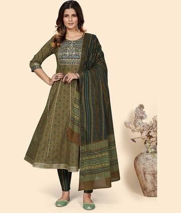 Vbuyz - Green Cotton Women's Anarkali Kurti ( Pack of 1 )