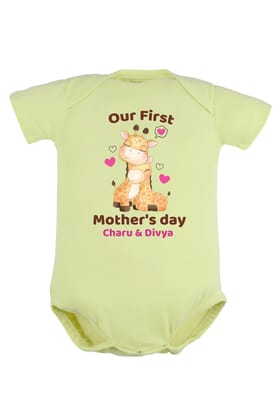 Our First Mother's Day Baby Romper | Onesies w/ Custom Name-Green / Baby Romper / 3-6 Months