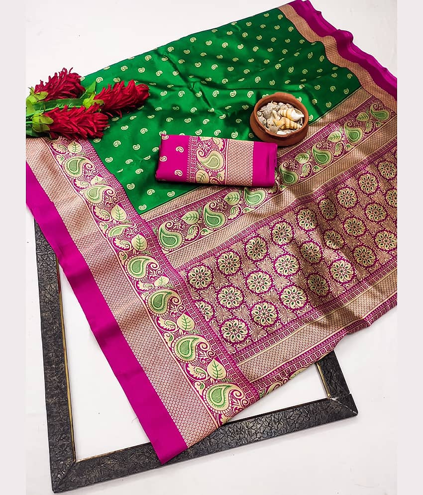 Kanooda Prints Art Silk Printed Regular Saree With Unstitched Blouse Piece ( Multicolor )