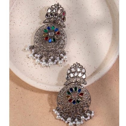 Oxidised Chandbali drop Earrings