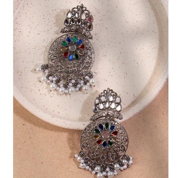 Oxidised Chandbali drop Earrings