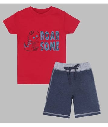 ETCHED DESIGN Pack of 1 Boys Cotton T-Shirt & Shorts Set ( Multicolor )