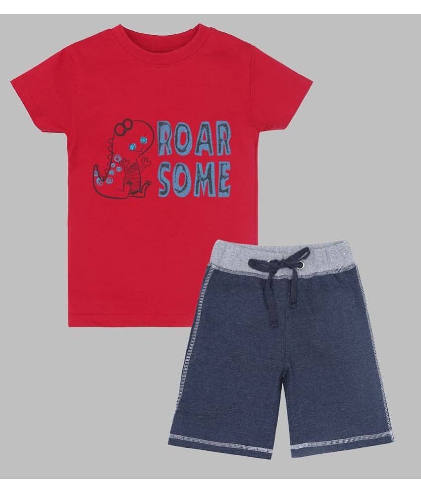 ETCHED DESIGN Pack of 1 Boys Cotton T-Shirt & Shorts Set ( Multicolor )