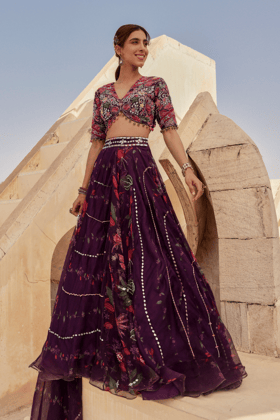 Wine Azalea Lehenga set-XS