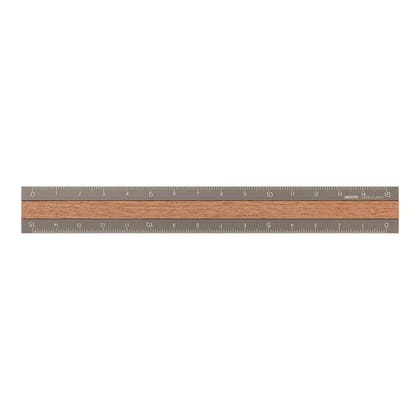 Midori Aluminum Wooden Ruler 15 cm - Grey