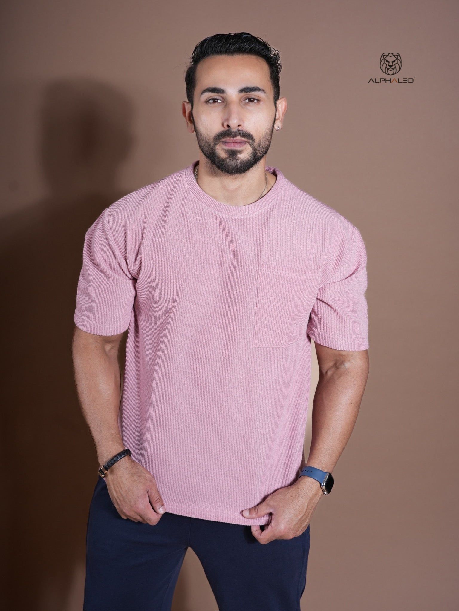 Eternals Oversized Textured Stretchable Tshirt Pink-Extra-Small / Pink / Eternals Oversized Textured Stretchable Tshirt