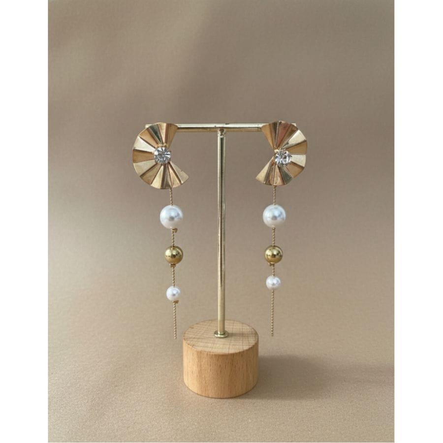 Earrings Gold-Toned Pleated Fan