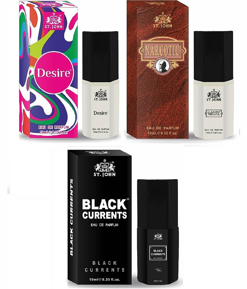 St. John Desire, Narcotic, Black current 10ml Pocket Perfume for Men 10 ml ( Pack of 3 )
