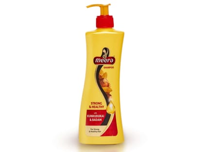 Meera Strong and Healthy Shampoo, With Goodness of Kunkudukai & Badam, Gives Soft & Smooth Hair, For Men and Women, Paraben Free, 340 ml