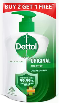 Dettol Liquid Handwash Refill - Original Hand Wash Germ defence Formula  10x Better Germ Protection, 175 ml (Pack Of 3) 