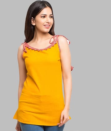 Yash Gallery Women's Cotton Regular Top ( Yellow )