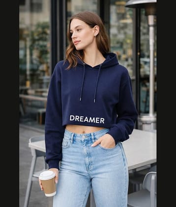 RF RAVES Women Fleece Hooded Sweatshirt For Heavy Winters ( Navy Blue )