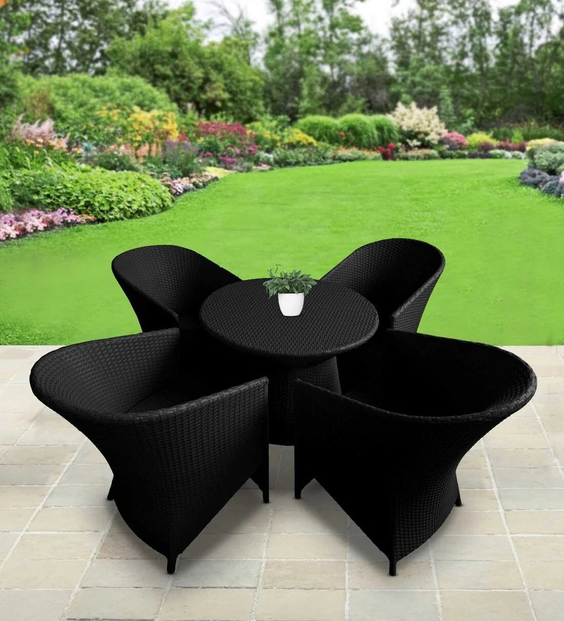 PATIO SEATING SET 4 CHAIRS AND 1 TABLE SET FOR GARDEN