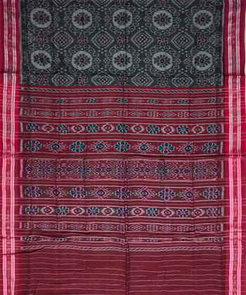 Pink black colour handwoven cotton saree