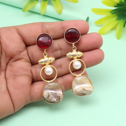 Royal Maroon Color Amrapali Earrings-Earring Length: 6.50 CM x Width: 2.00 CM / Maroon / Brass With Good Quality Gold Plated