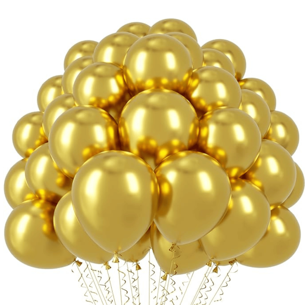 Chrome Gold Rubber / Latex Balloon - Helium Quality - 12 inches - 10PC - Party and Festive Needs | Buy online on ZillyBuy