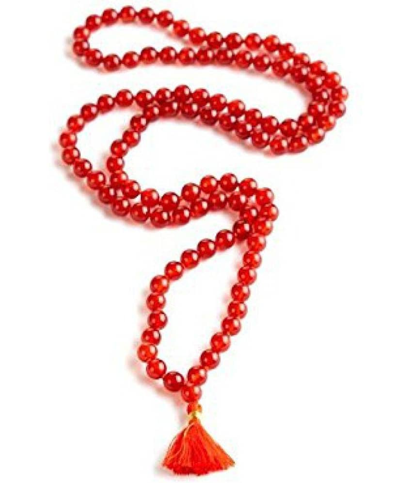 Malabar Gems Red Carnelian 108+1 Beads 8 mm Rosary Mala with Lab Certification