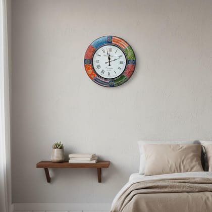 PREET GALLERY Handcrafted Multicolor Wooden Wall Clock | Vintage Roman Numeral Decorative Clock | Hand-Painted Traditional Home & Office Wall Decor PREET GALLERY Handcrafted Multicolor Wooden Wall Clock | Vintage Roman Numeral Decorative Clock | Hand-Painted Traditional Home & Office Wall Decor