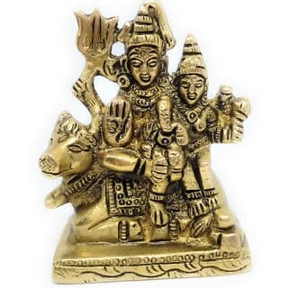 Ashtadhatu Shiv Parvati With Ganesh Ji Idol In Small Size For Home Temple Pooja Peaceful Family Life