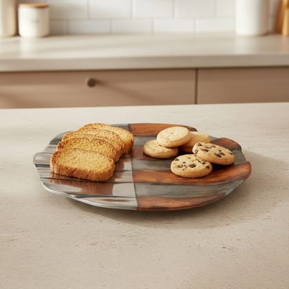 Aluminium Decorative Round Half Polish Tray Platter (AMAS3109/10)