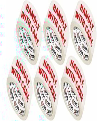 ETI -Cello Tape 2 Inch 65M (Handle with Care Fragile Tape Printed) (Pack of 6)