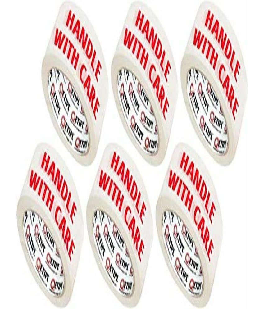ETI -Cello Tape 2 Inch 65M (Handle with Care Fragile Tape Printed) (Pack of 6)