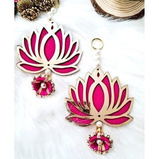 Pack of 6 Antiq World Handmade Lotus Jhumki Latkan  Door, Backdrop, Pooja Room & Diwali Decor
