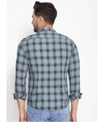 Showoff Cotton Blend Slim Fit Men's Casual Shirt - Turquoise ( Pack of 1 )