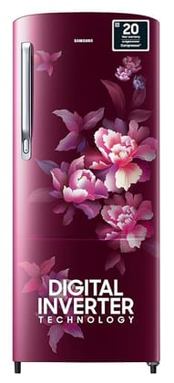 Samsung 183 L, 4 Star, Digital Inverter, Direct-Cool Single Door Refrigerator (RR20C2724HN/NL, Himalaya poppy Red, 2023 Model)