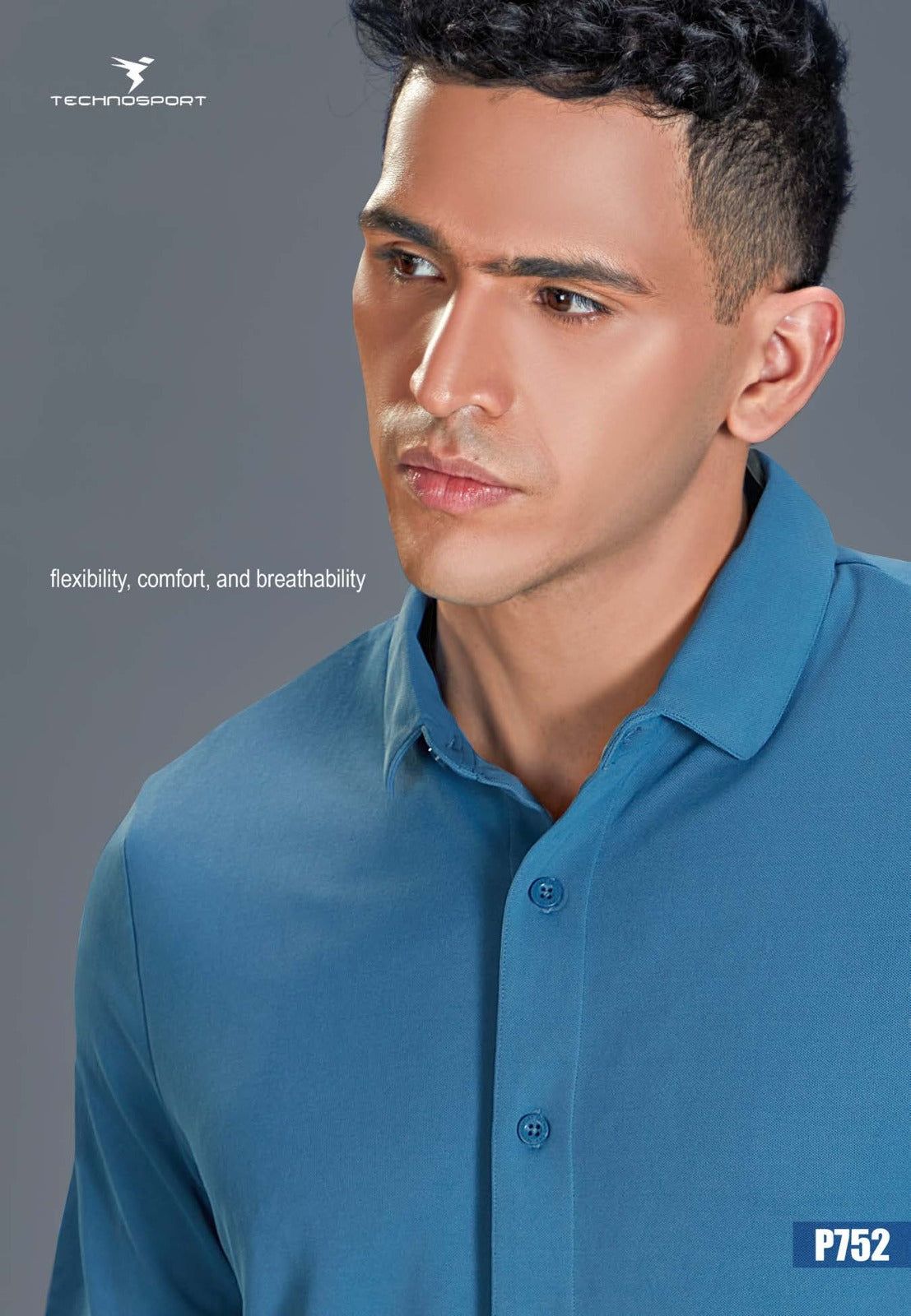 TechnoSport Polo Neck Half Sleeve Dry Fit T Shirt for Men P-752 (Royal Blue)-M