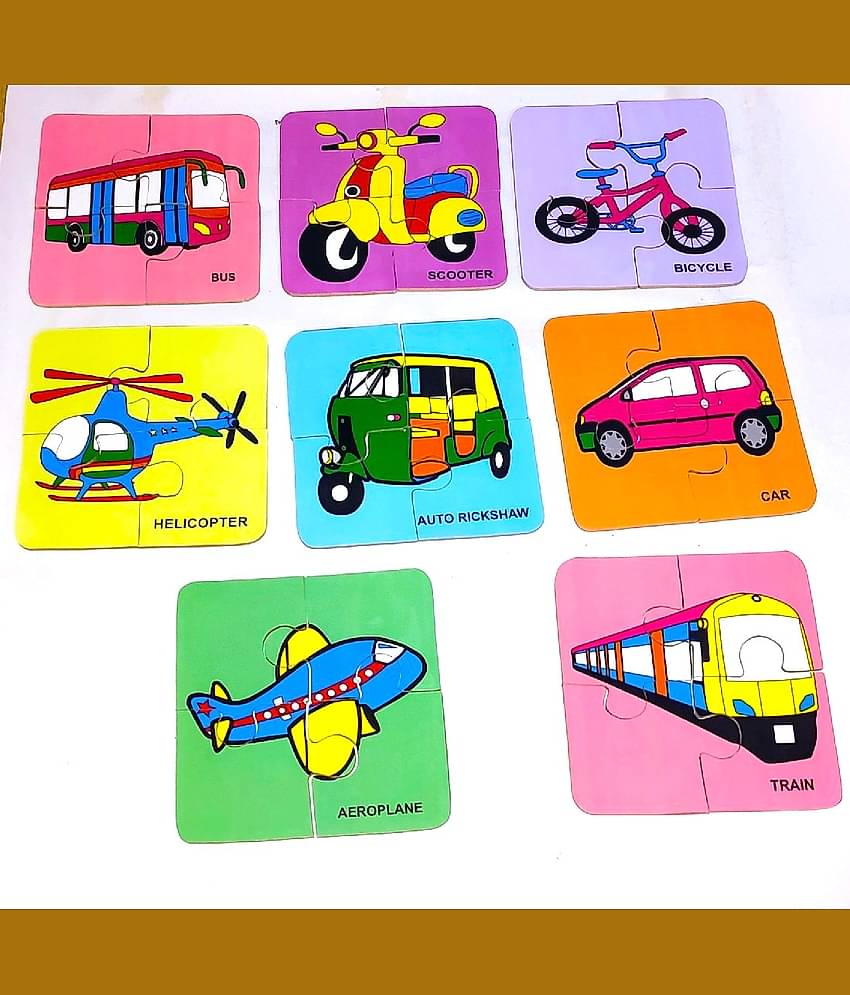 Peters Pence Wooden Multi-Color SET 8 TRANSPORT MODE PUZZLE  Cards  for Kids For Pre Primary Education