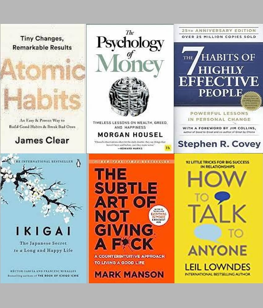 The Psychology Of Money+Ikigai+The Subtle Art Of Not Giving+Atomic Habits + The 7 Habits of Highly Effective People