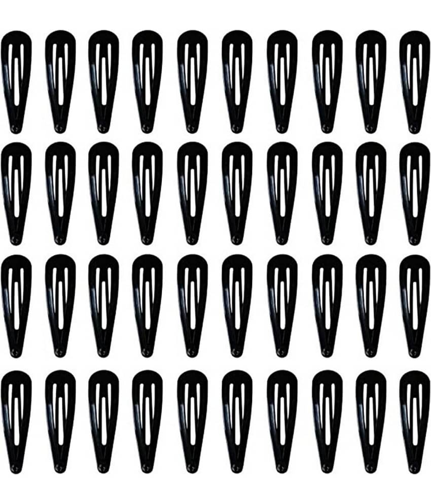 KTU 40 pcs Black Barrettes Small Snap Clip Size 30 mm(Small) Women Metal Hair Clips Accessories Water Drop Female Hair Clips