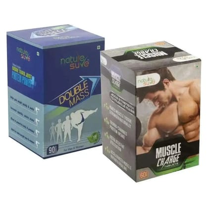 Nature Sure Combo: Double Mass and Muscle Charge Tablets for Body Mass and Muscle Strength-1 Combo Pack