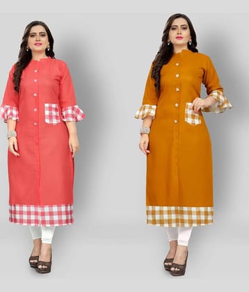 Lerkiza - Multicolor Cotton Women's Straight Kurti ( Pack of 2 )