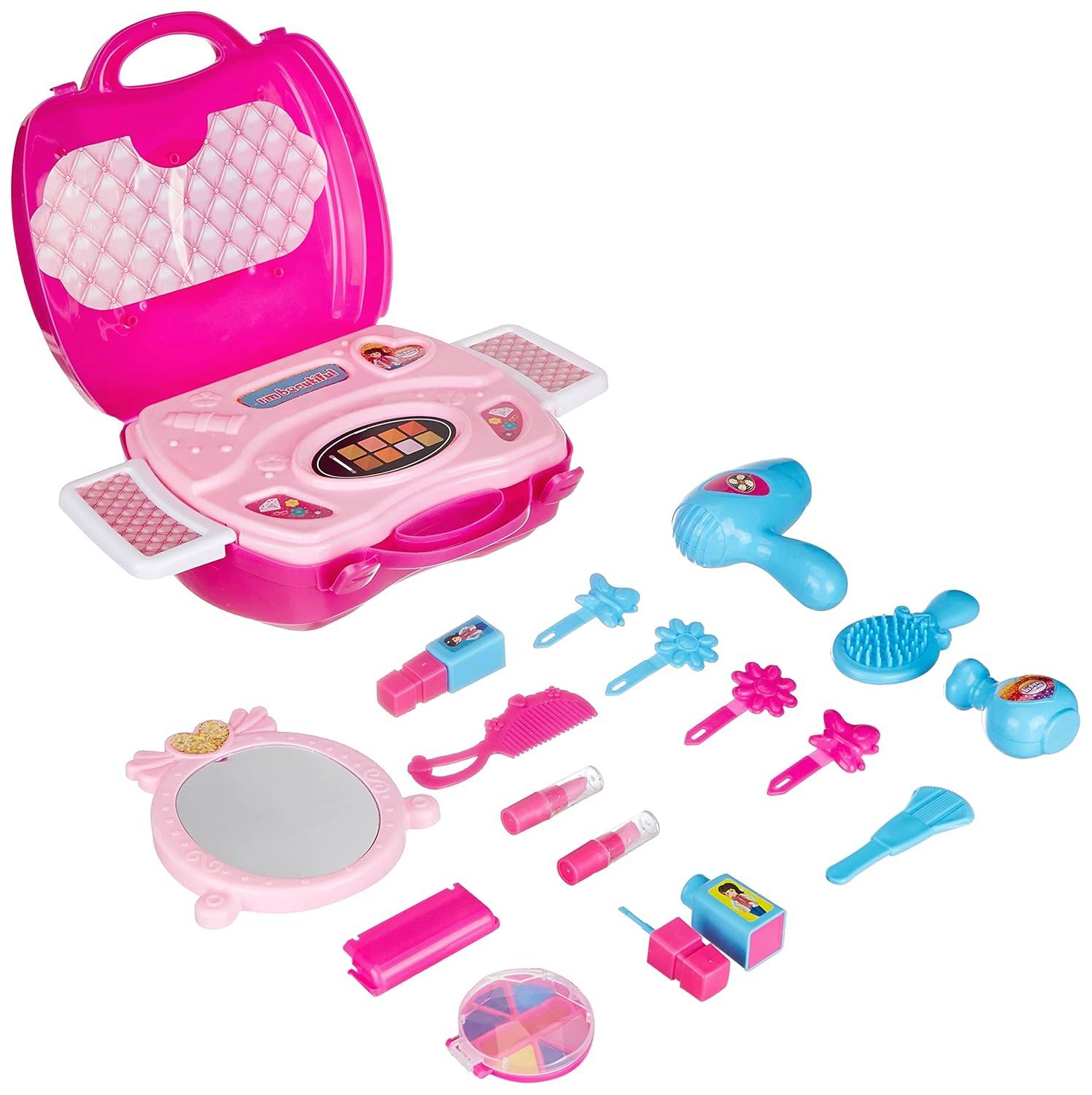 Makeup Set for Girls | Lightweight Portable Plastic Suitcase Kit | Ideal for 3+ Years Kids | Non-Toxic | Kid-Friendly | Pink...