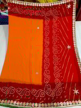Rajasthani chunri pila georgette saree gotapatti work