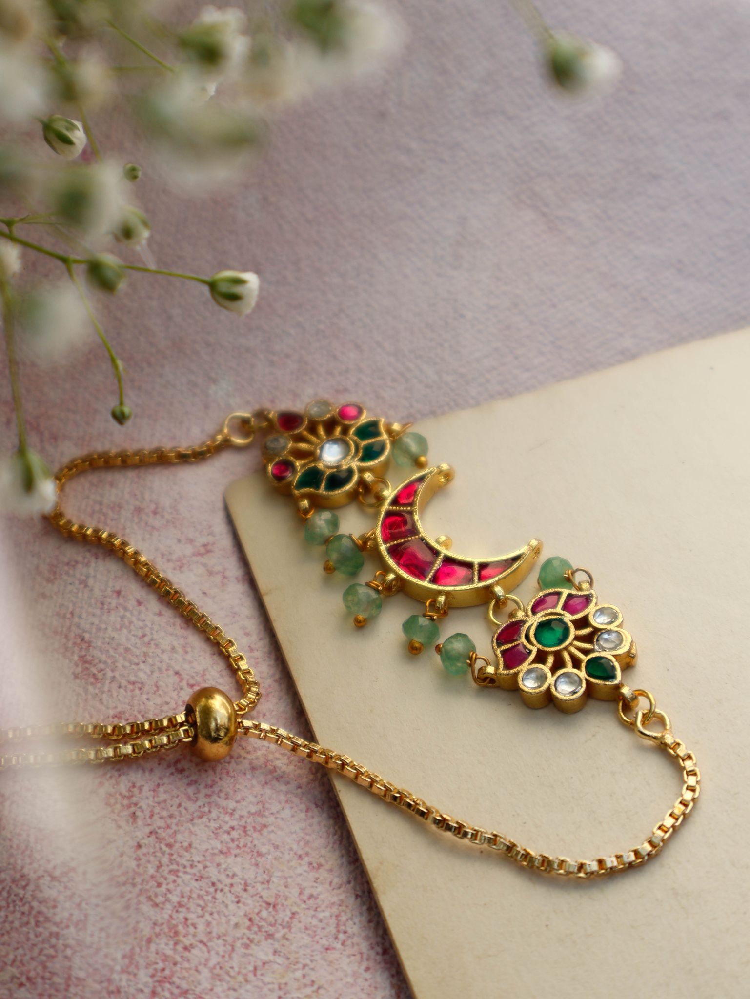 Isha Multicolored Kundan Bracelet-Multicolored