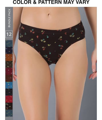 Dollar Lehar Super Combed Cotton Women's Printed Hipster Panty - Pack of 12 - (Print May Vary)