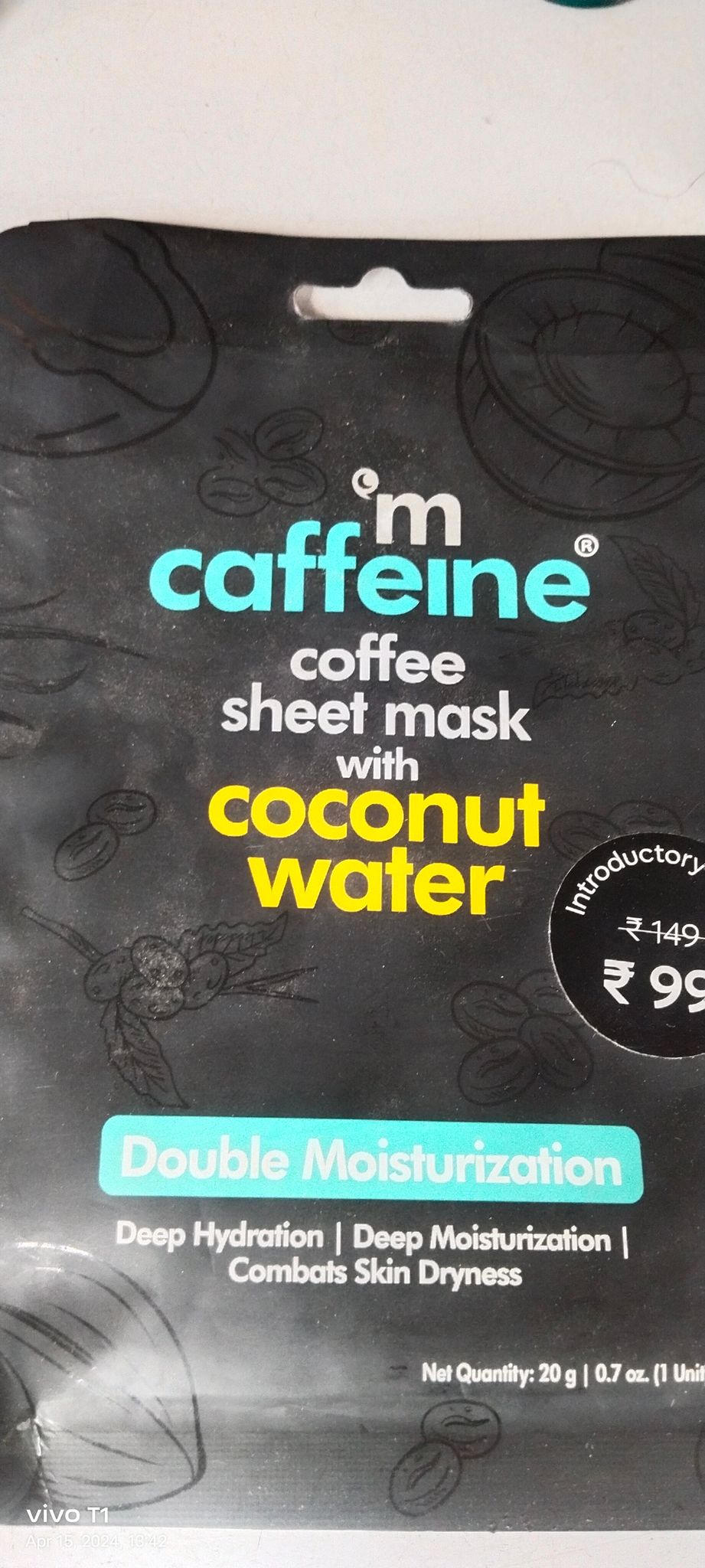 M caffeine coffee sheet mask without Coconut water