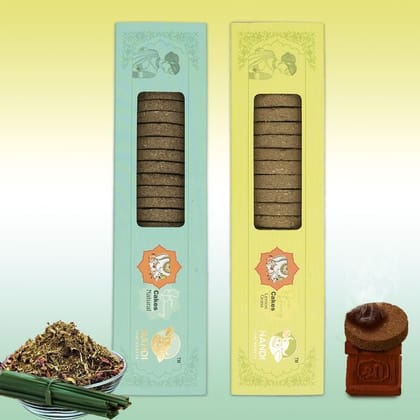 Nandi Panchgavya 100 Percent Desi Cow Dung Cake (42 Pcs) Plus 1 Tulsi Stand Natural & Rose Fragrance